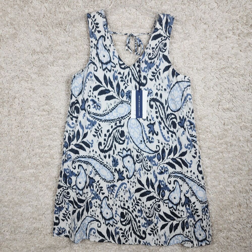 Lucky Brand Tank Top Womens Small Paisley Print Linen Sleeveless Summer Shirt